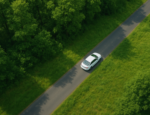 Auto in groene omgeving